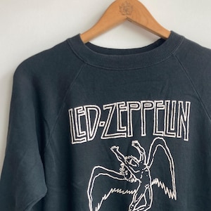 vintage Sweatshirt - Led Zeppelin 1977 tour print- made in u.s.a- black- super worn in