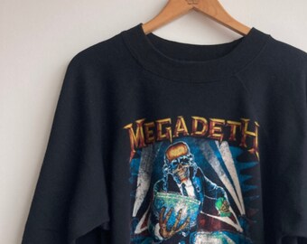 Vintage Sweatshirt -Megadeath Tour front and back print - Ultra Sweats-  made in u.s.a