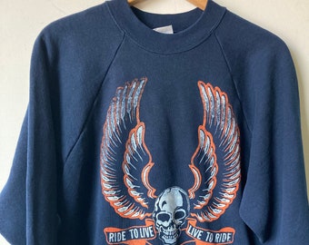 vintage sweatshirt-Harley Davidson print- ride to live - fruit of the loom label