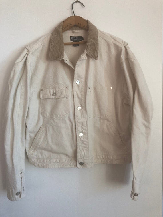Vintage Polo Ralph Lauren White Denim Jacket- Made