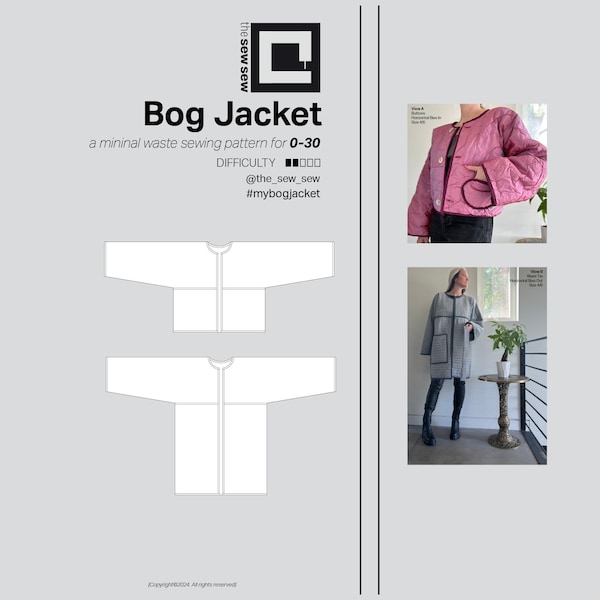 The Modern Bog JACKET Schnittmuster [ein minimales Abfall-Design für die Größen 0-30]