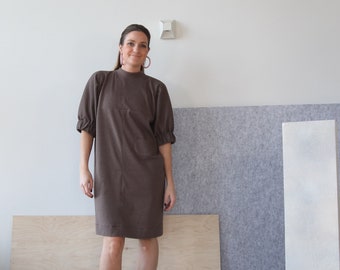 RTW Handmade Zero Waste Brown Dress Taille 4 ou plus petit / Unique en son genre