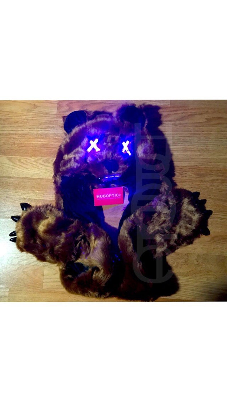 LED Bear Bot Mad Bear Red Eyes Halloween FX Raver Mask Grizzly Bear DJ Light Up Mask Sound Reactive Robot Bear Mask California Bear Cyber