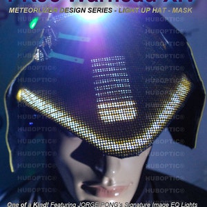 Custom Sound Reactive Mask - PRJ5 DJ Mask Hat - Robot Mask Light Up Headgear Robot Costume Cosplay Cyborg Cyberpunk LED Dancer Stage Props