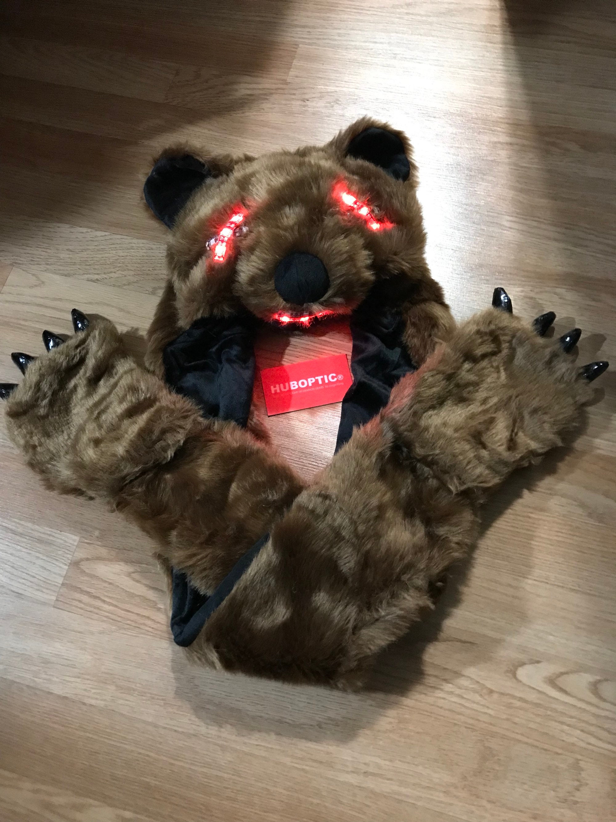 LED Bear Bot Mad Bear Red Eyes Halloween FX Raver Mask Grizzly Bear DJ Light Up Mask Sound Reactive Robot Bear Mask California Bear Cyber