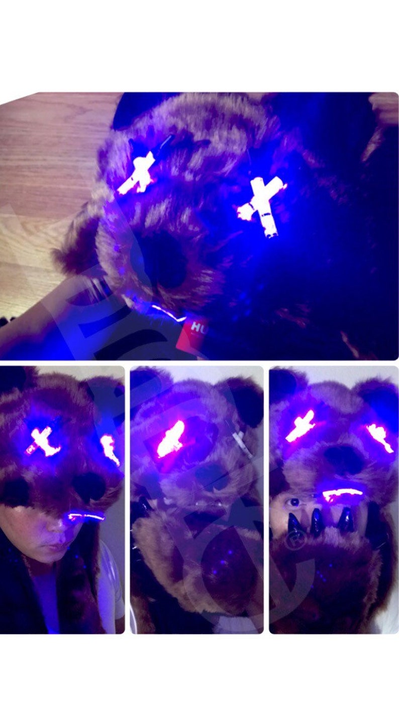 LED Bear Bot Mad Bear Red Eyes Halloween FX Raver Mask Grizzly Bear DJ Light Up Mask Sound Reactive Robot Bear Mask California Bear Cyber