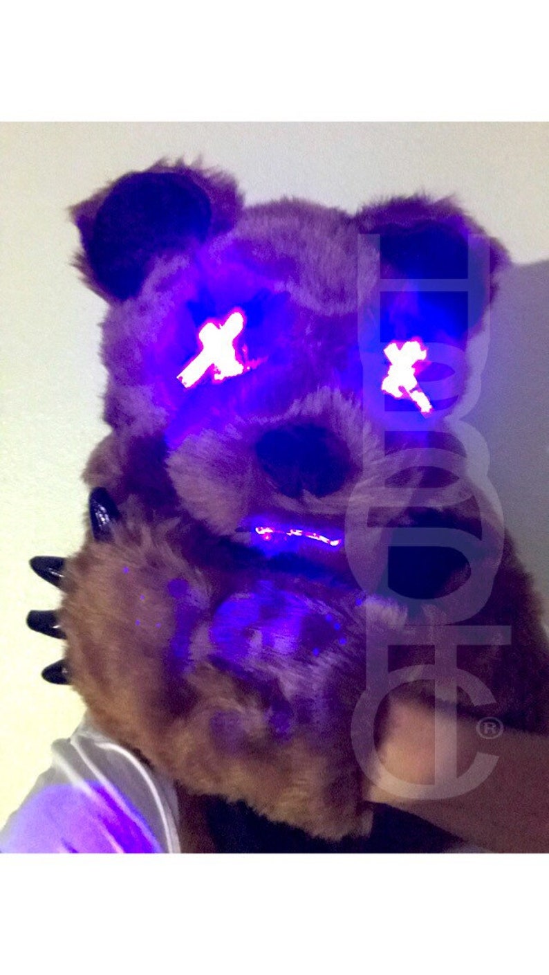 LED Bear Bot Mad Bear Red Eyes Halloween FX Raver Mask Grizzly Bear DJ Light Up Mask Sound Reactive Robot Bear Mask California Bear Cyber