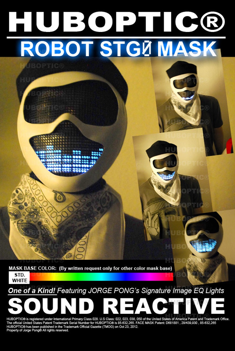 LED Robot Mask Rave Mask Light Up Mask STG0 Sound Reactive Etsy