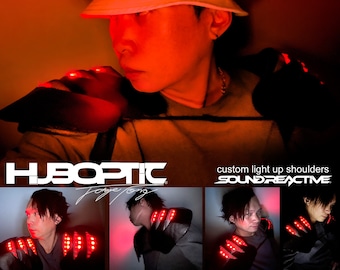 Warrior DJ Shoulder Costume Armour Light Up Robot Shoulder Outfit Sound Reactive HUBOPTIC® Samurai Gear Customization ledgears60001
