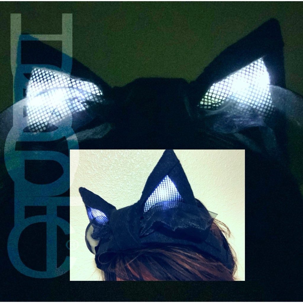 HUBOPTIC® Cyber Neko Ears / NFT meta Kitty Ears Light Up Rave Glow