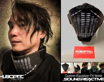 DJ Mask HUBOPTIC® Light Up Equalizer Mask Sound Reactive for Dancer Rave Costume Cosplay ledmask0324