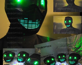 HUBOPTIC® Cyborg Green Eyes Electric Bot Light Up Mask Led Mask Rave Mask for DJ Gigs costume