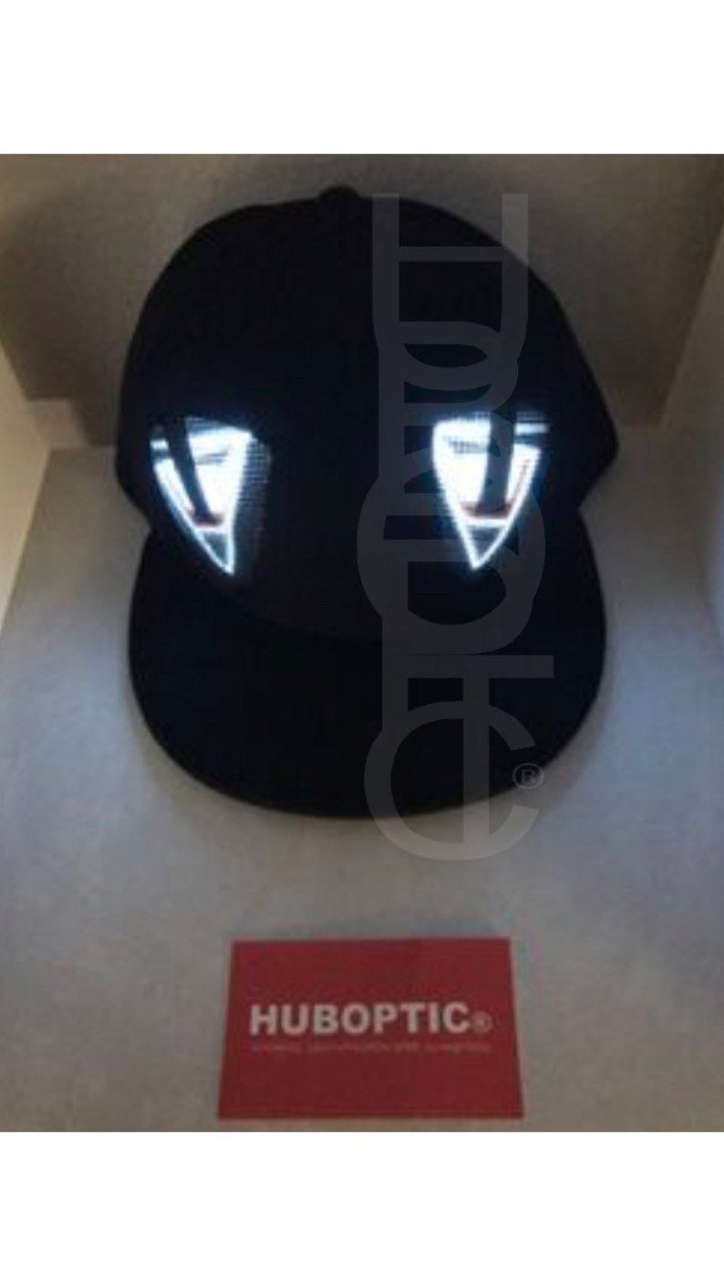 HUBOPTIC\u00ae Sleepy Eyes Fx Hat Snapbacks Light Up Hat LED Cap PropAnimated Eyes Hat Cosplay Party Costume Rave Gogo Comic Robot Cyborg