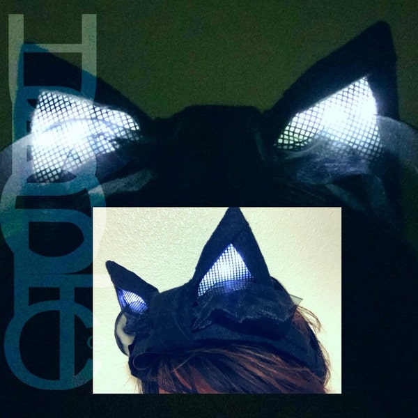 Cosplay Anime Light Up Cat Ears Neko Kitty Animal Costume Sound Reactive HUBOPTIC® Gear Customization ledgears110001