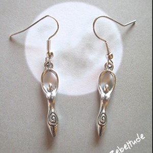 Silver Plated Hooks Earth Goddess Earrings Pagan Wiccan 