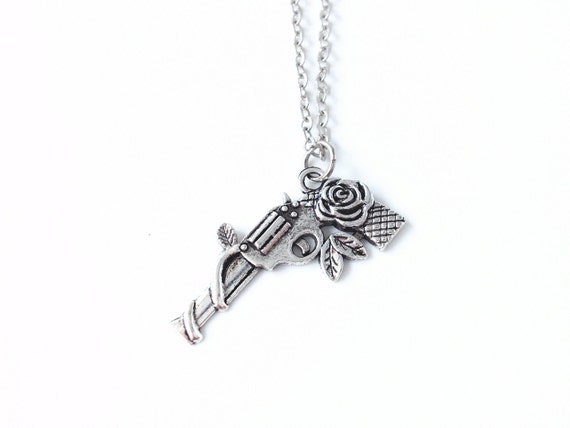 BUY 2 GET 3RD FREE Guns and Roses Silver Necklace,guns N