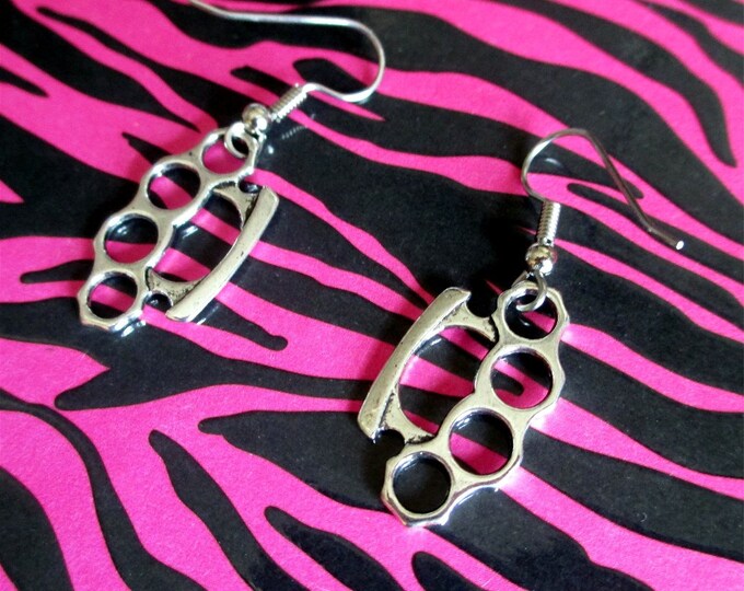 Knuckle Duster /brass Knuckle Earrings Etsy