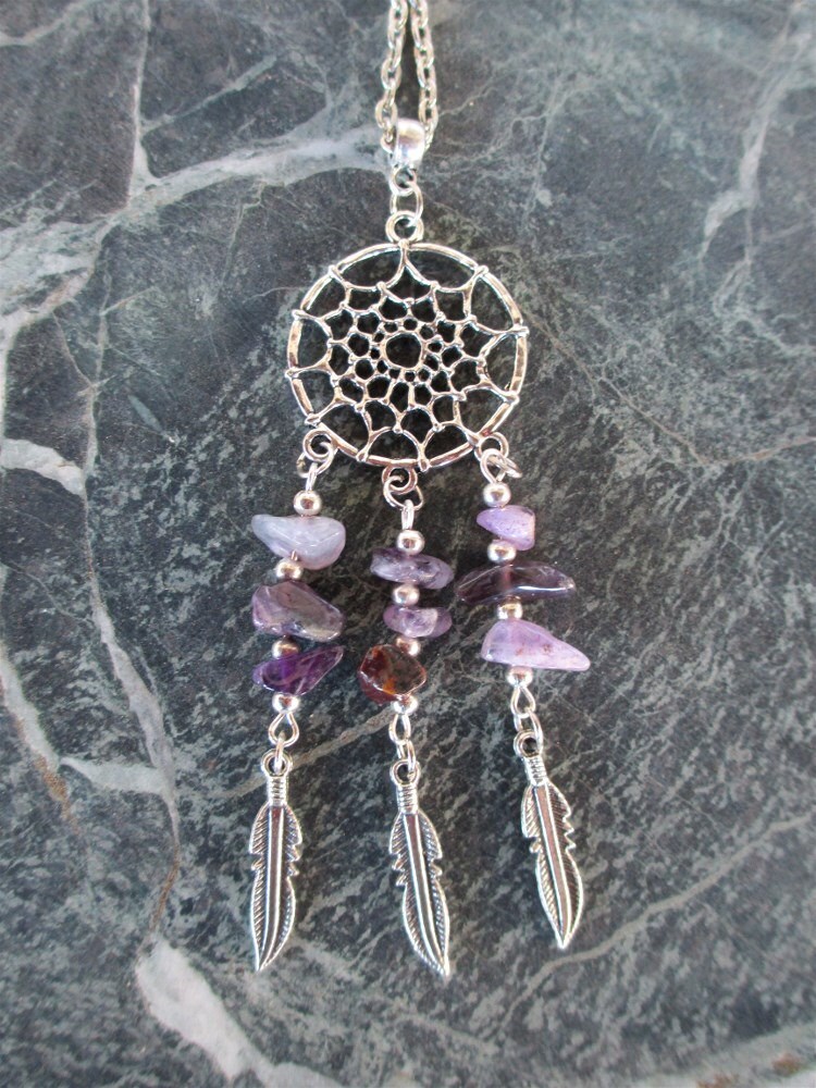 Amethyst Dream Catcher Necklace / Dreamcatcher Necklace Etsy