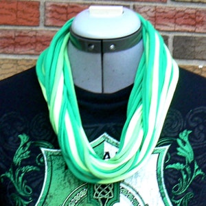 BUY 2 GET 3RD FREE Green Infinity Scarf  Infinity Scarves  T Shirt Scarves  St Patrick's Day Scarf  Boho Scarves  Fringed Scarves