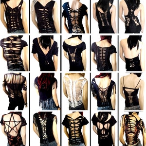 CREATE YOUR OWN Custom, Graphic, Band or Team Cut, Weaved, Slashed, Shredded, T-Shirt, Top GunsnRoses,Metallica,MotleyCrue,Any Band or team