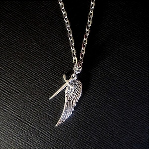 BUY 2 GET 3RD FREE Silver Wing and Sword Supernatural Inspired Castiel Necklace /Choker