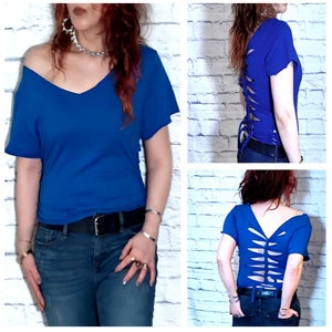 Shredded Tshirt ,Cut, Slashed and Weaved Shirt  By Rebeltude