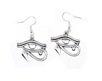 BUY 2 GET 3RD FREE Eye Of Horus Earrings,Silver Eye Of Ra Charm Earrings Egyptian Jewelry 925 Sterling Silver