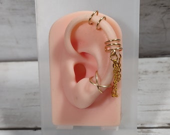 Helix No Piercing Gold Plated Ear Cuffs, Adjustable Wire Ear Cuffs, Criss Cross Ear Cuffs, Minimalist Ear Cuffs, Faux Pierce Ear Cuffs