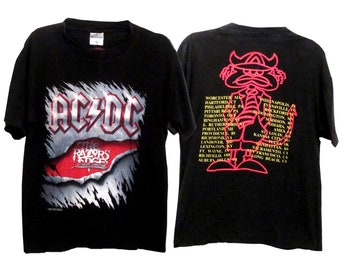 トップス AC/DC 1990 THE RAZORS EDGE TOUR T-SHIRT Vintage (1990) AC/DC 