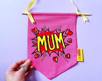 MUM Cartoon Style Print Wall Art Hanging Mothers Day Gifts Idea Mummy To Be