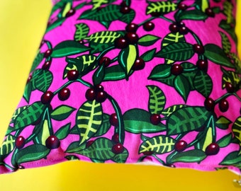 Leaf Print Botanical Velvet Cushion