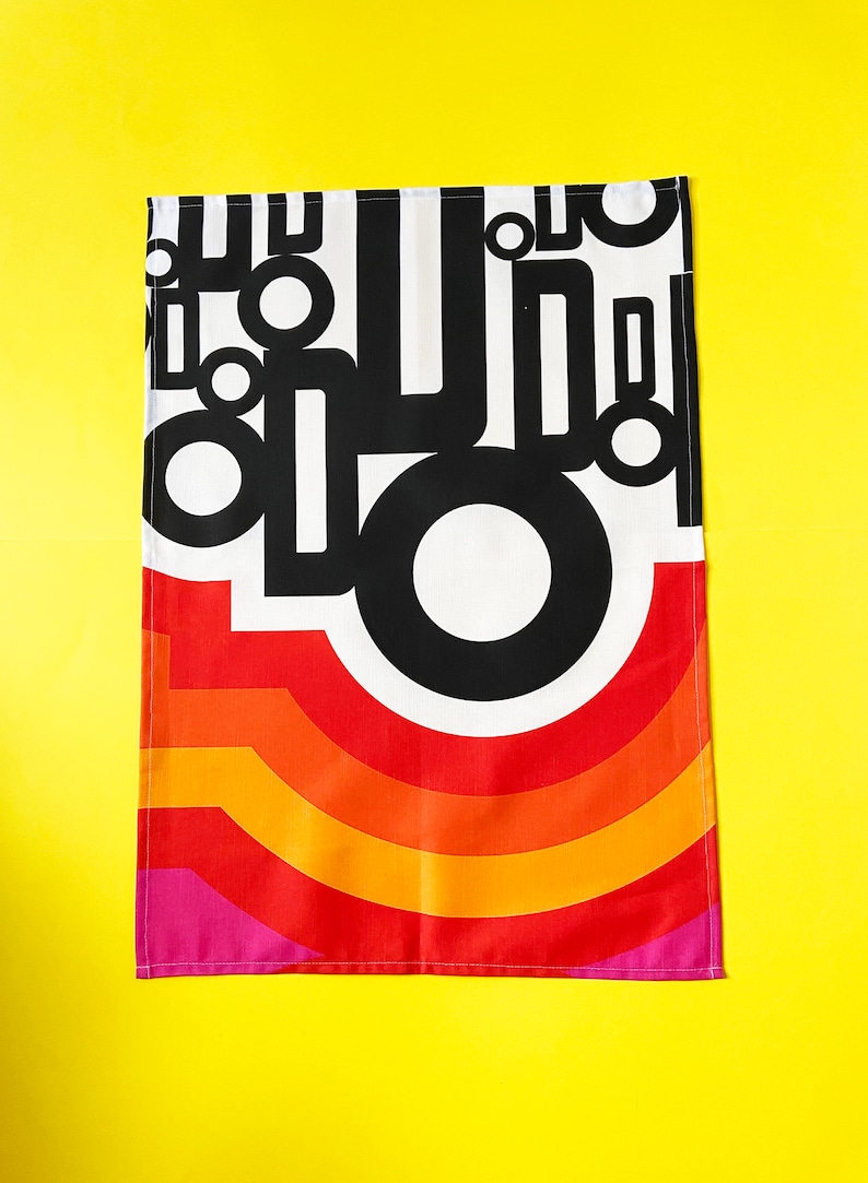 Retro Sixties Print Tea towel image 1