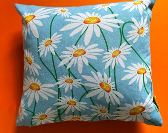 Sky Blue  Daisy Print Cushion