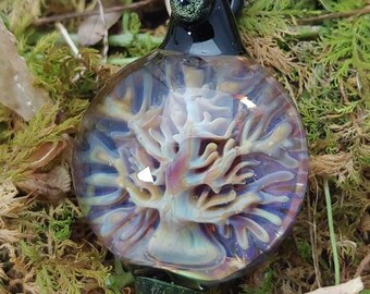 Glassadazical Tree of Life Implosion Brown Glass Pendant