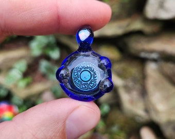 Glassadazical Sacred Geometry Dichroic Glass Pendant with opal