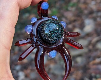 Crushed opal Nautical Crystal Handmade Glass Pendant