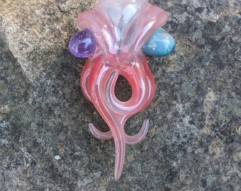 Glassadazical Hazy Blue Cthulhu Octopus Glass Pendant