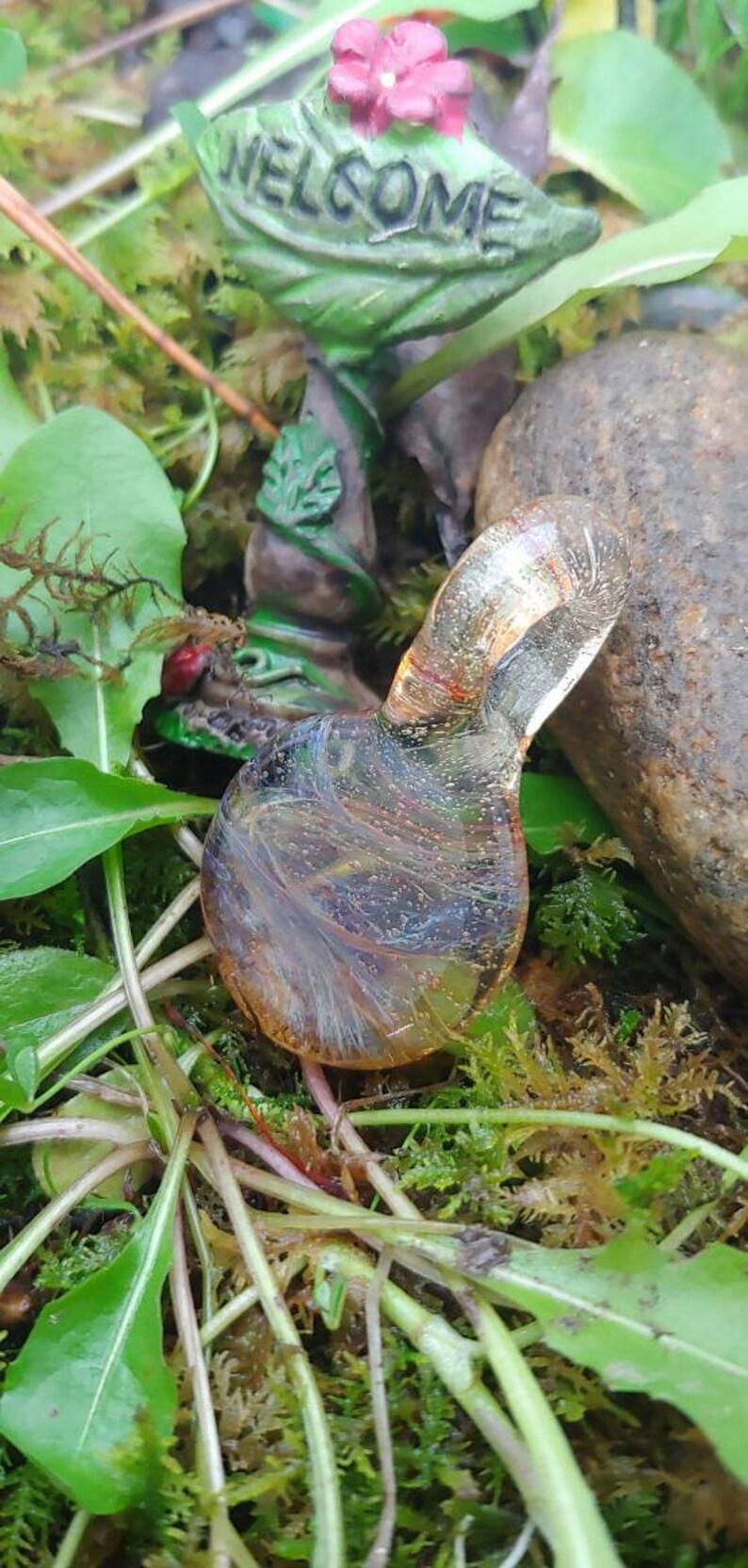 Natural Clear Yellow Glassadazical Small Button Glass Pendant
