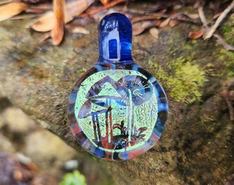 Glassadazical Mushroom Dichroic Glass Pendant