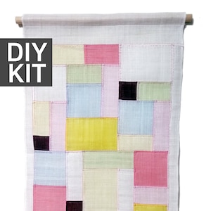 DIY Kit : Korean Traditional Ramie Fabrics Patchwork Pojagi Jogakbo with Wood Stick