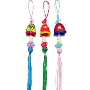 Set of 3 Korean traditional Embroidery Thimbles Knot Norigae Tassel for Hanbok Bag Keyring