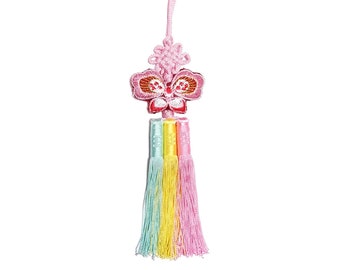 Korean traditional Butterfly Embroidery Small Knot Norigae Tassel for Hanbok Bag Keyring