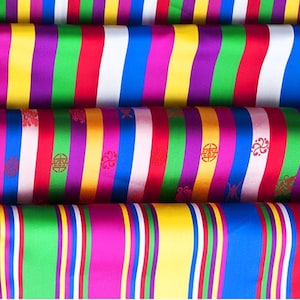 Korean traditional pattern 'Saekdong' fabric hanbok Colorful stripe pattern fabric Table Cloth for first birthday Dol