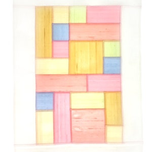Wall Hanging Small Curtain Window treatment with Silk Fabrics Korean traditional patchwork Jogakbo Pojagi