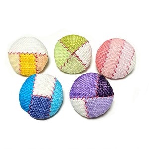 Set of 5 Korea traditional Sewing Quilting Patchwork Ramie Fabric covered Buttons 20mm