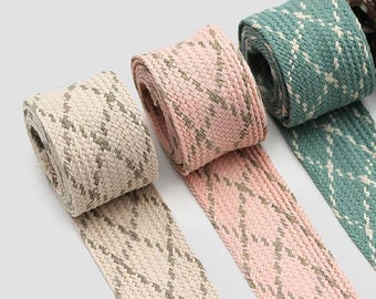 Checked Pattern Knit String Ribbon Tape  3M Length