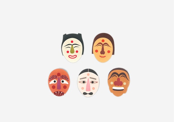 Set Of 20 Korean Traditional Mask Printed Stickers Seals Etsy