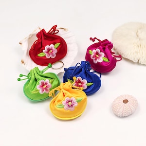 Set of 5 Korean Traditional Flower Embroidery mini Lucky bags dol table first birthday hanbok