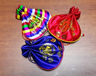 Set of 3 Korean Traditional Small Lucky bags dol table first birthday hanbok