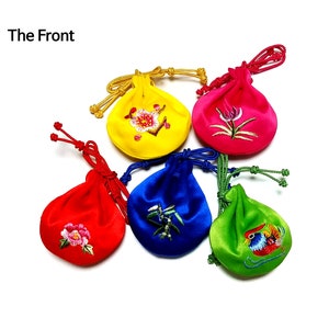 Set of 5 Korean Traditional Embroidery Small Lucky bags dol table first birthday hanbok